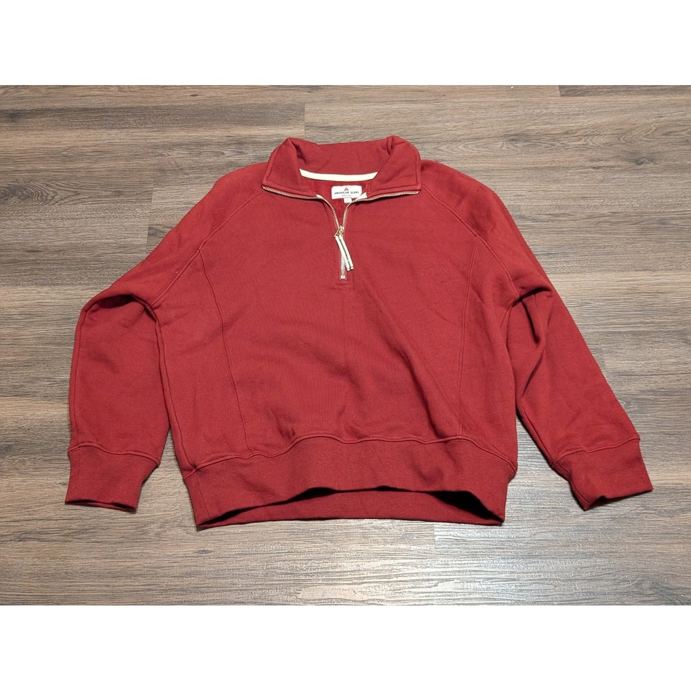 American Giant Quarter‎ Zip Pullover Sweatshirt Mens Small Red Made in USA
